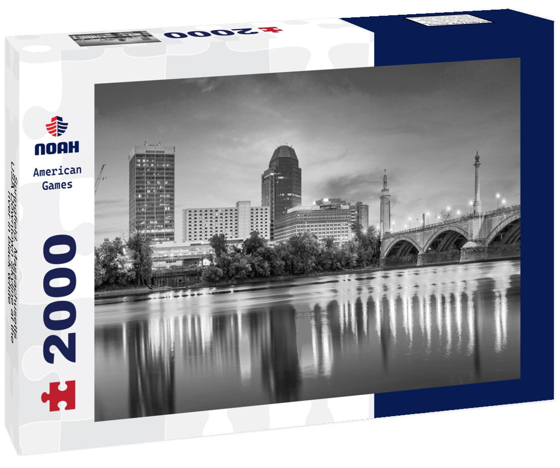 Springfield, Massachusetts, USA Downtown Skyline at the river 2000pc PuzzleBlack and White