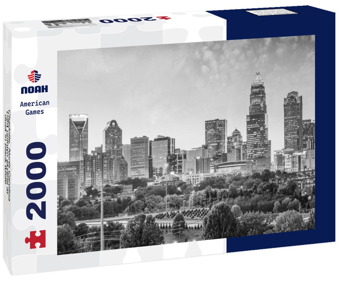 Charlotte, North Carolina, USA uptown skyline at dusk 2000pc PuzzleBlack and White