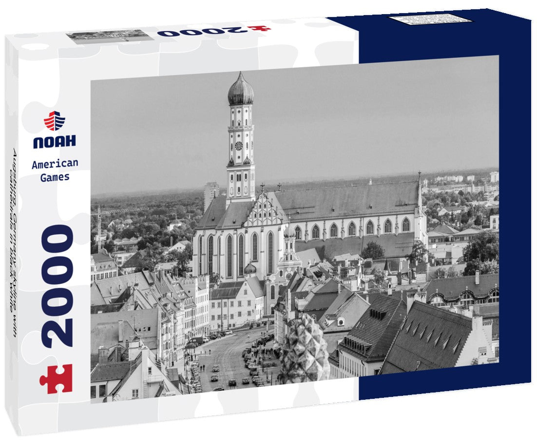 Augsburg, Germany skyline with cathedrals 2000pc PuzzleBlack and White