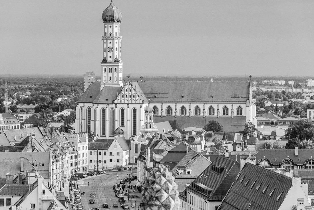 Augsburg, Germany skyline with cathedrals 2000pc PuzzleBlack and White