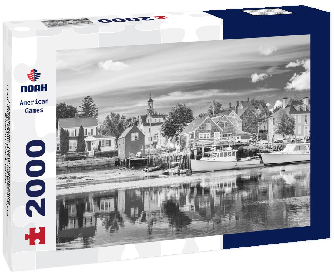 Portsmouth, New Hampshire, USA town skyline on the Piscataqua River 2000pc PuzzleBlack and White