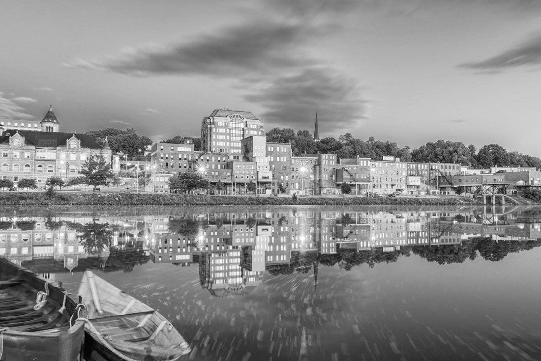 Noah Jigsaw Puzzle Augusta, Maine, USA skyline on the river in black white 2000 pieces