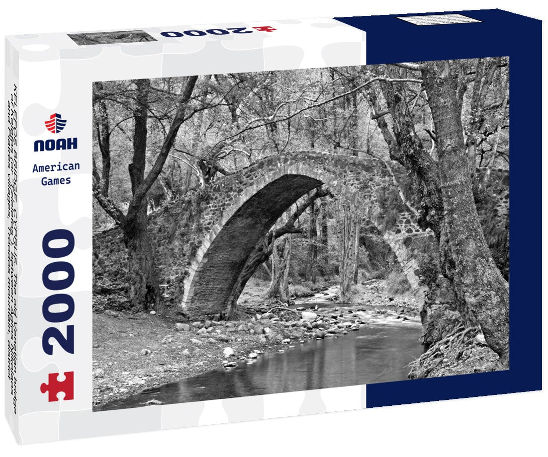 KELEFOS BRIDGE, CYPRUS. The old Venetian bridge of Kelefos (or “Tzielefos”), between Agios Nikolaos and Platres villages, Troodos mountain, district of Limassol (Lemesos) 2000pc PuzzleBlack and White