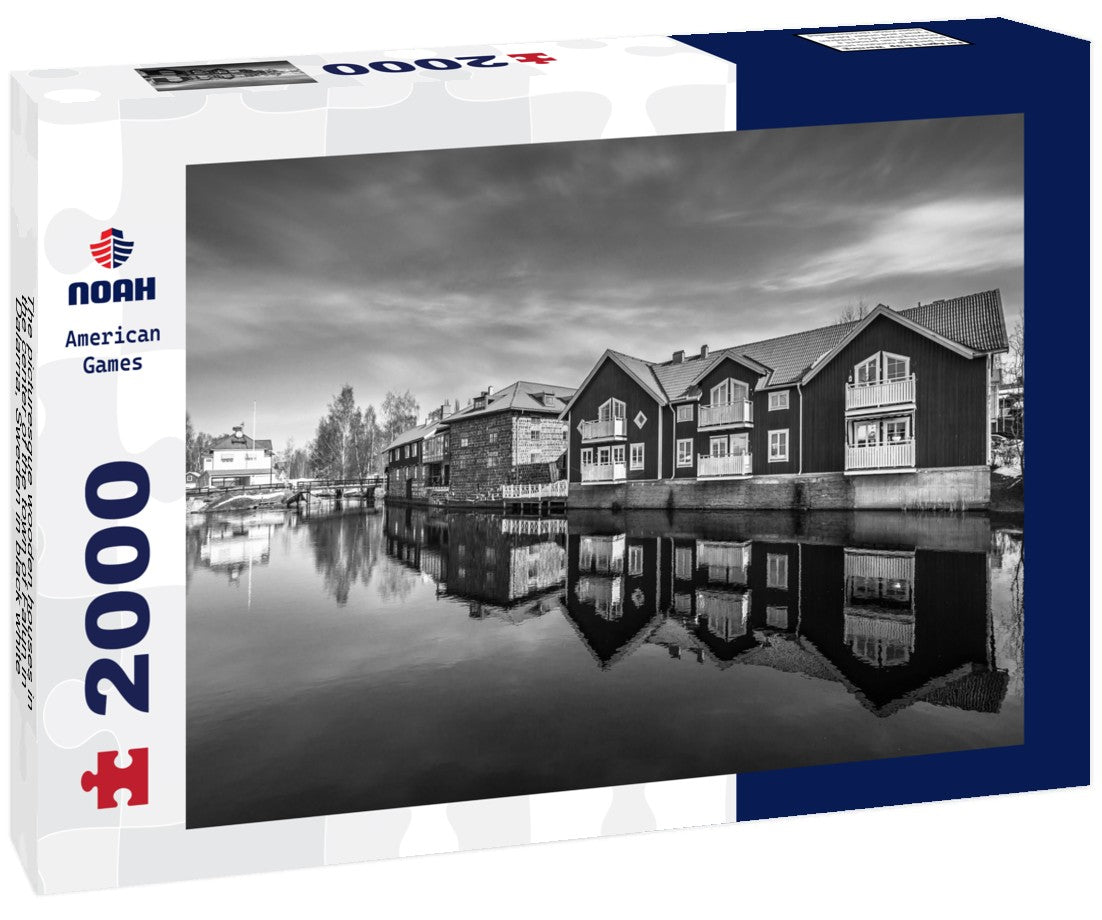 The picturesque wooden houses in the center of the town of Falun in Dalarna, Sweden 2000pc PuzzleBlack and White
