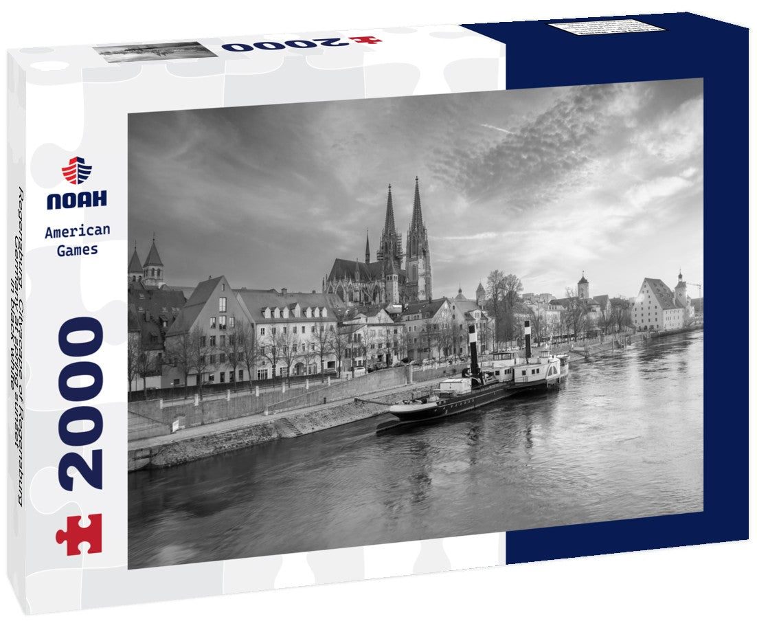 Regensburg. Cityscape of Regensburg, Germany at spring sunset 2000pc PuzzleBlack and White