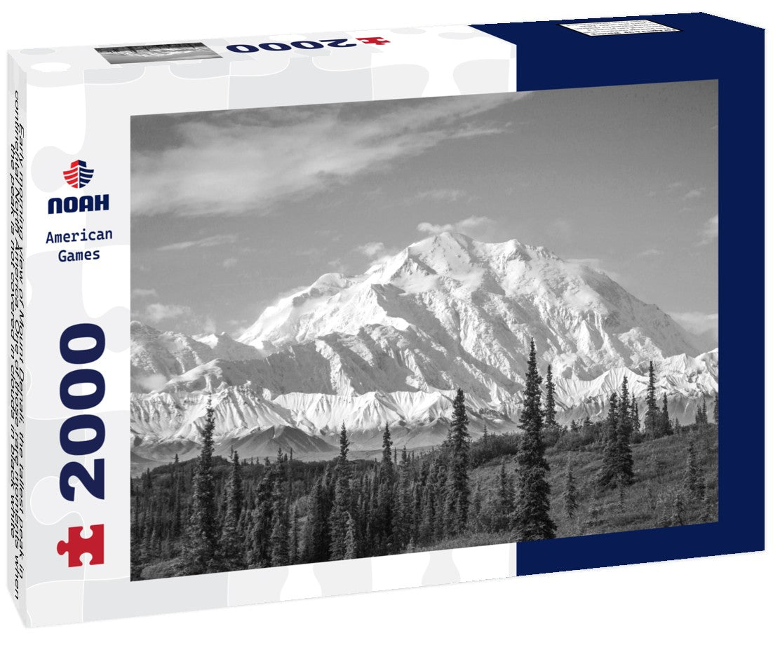 Early morning view of Mount Denali, the tallest peak in continental North America. One of those rare moments when the peak is not covered in clouds 2000pc PuzzleBlack and White