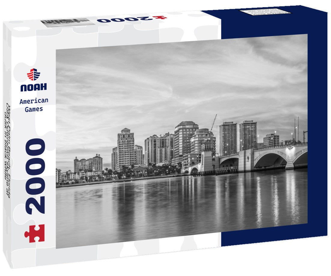West Palm Beach, Florida, USA Downtown skyline at dusk 2000pc PuzzleBlack and White