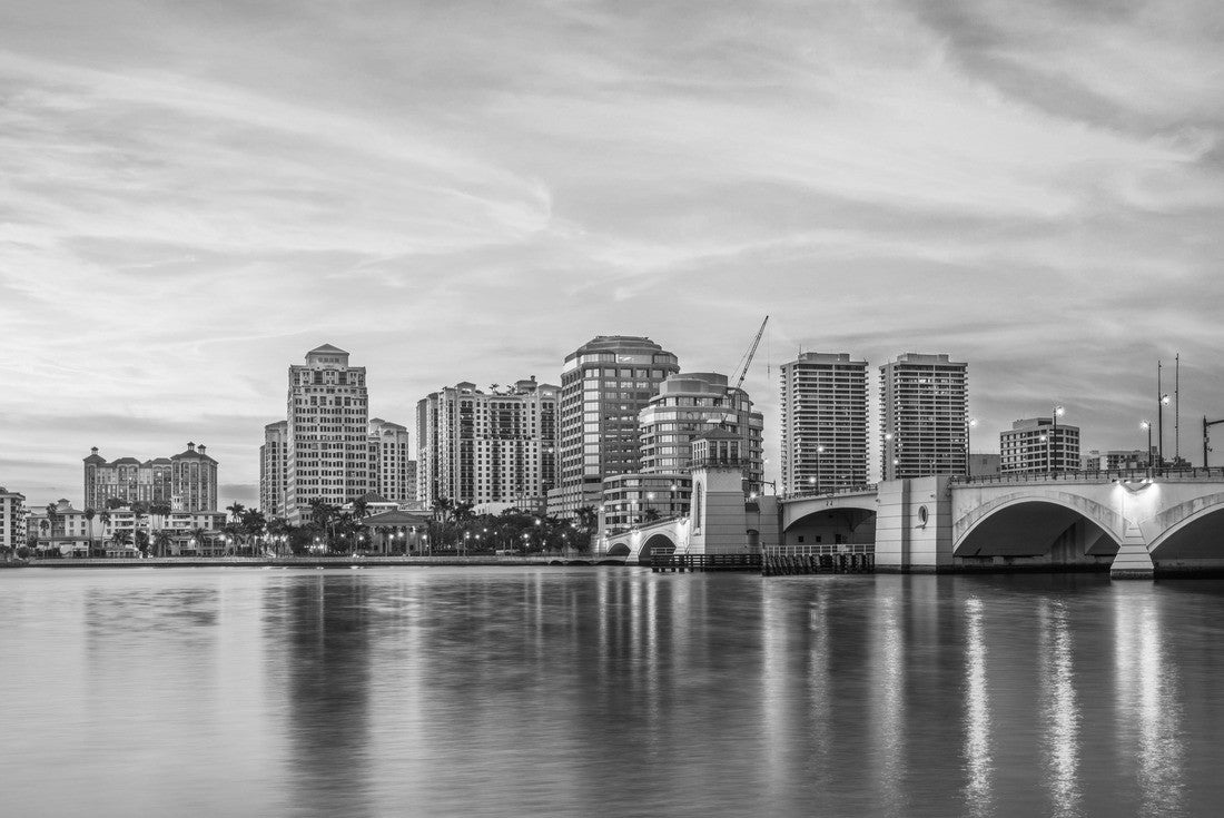 Noah Jigsaw Puzzle West Palm Beach, Florida, USA Downtown skyline at dusk in black white 2000 pieces