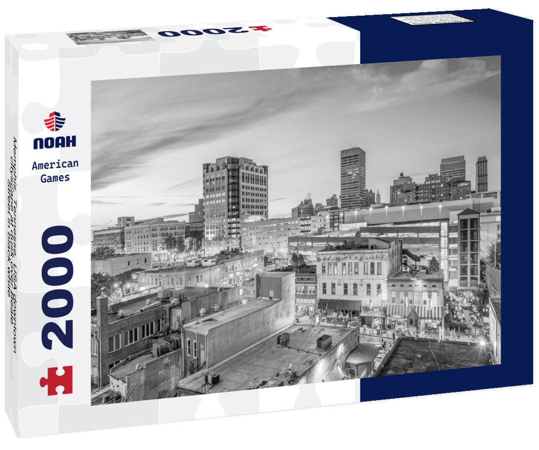 Memphis, Tennesse, USA downtown cityscape at dusk over Beale Street 2000pc PuzzleBlack and White