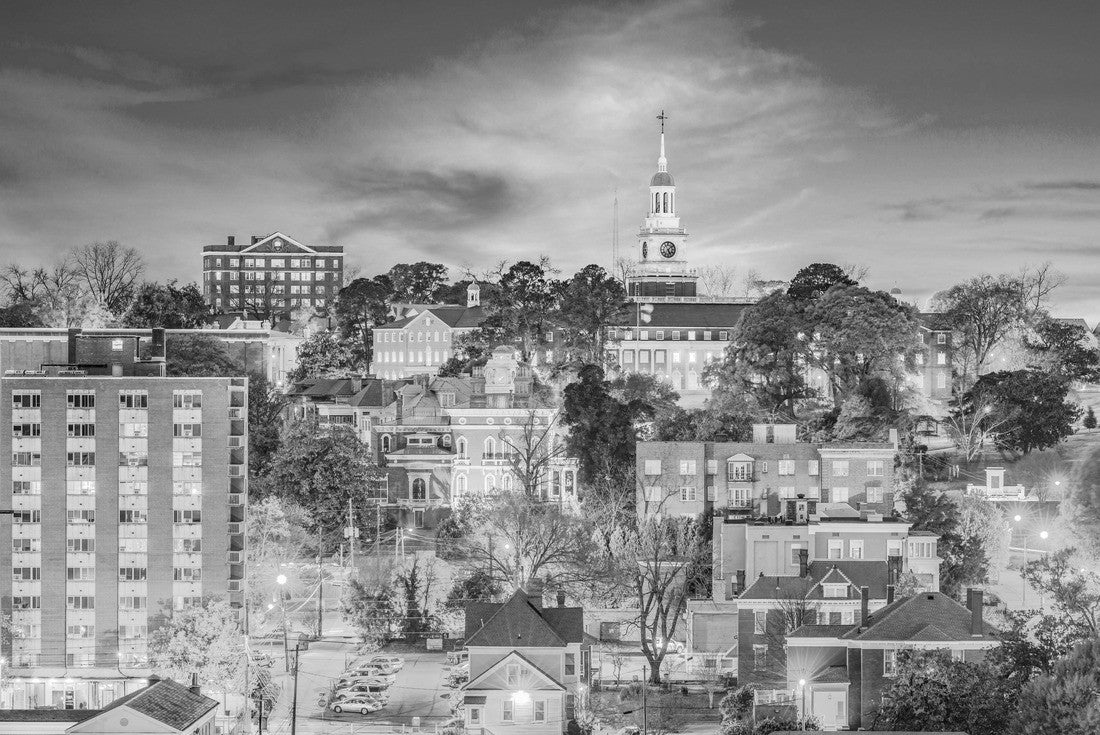 Noah Jigsaw Puzzle Macon, Georgia, USA downtown city skyline at dusk in black white 2000 pieces