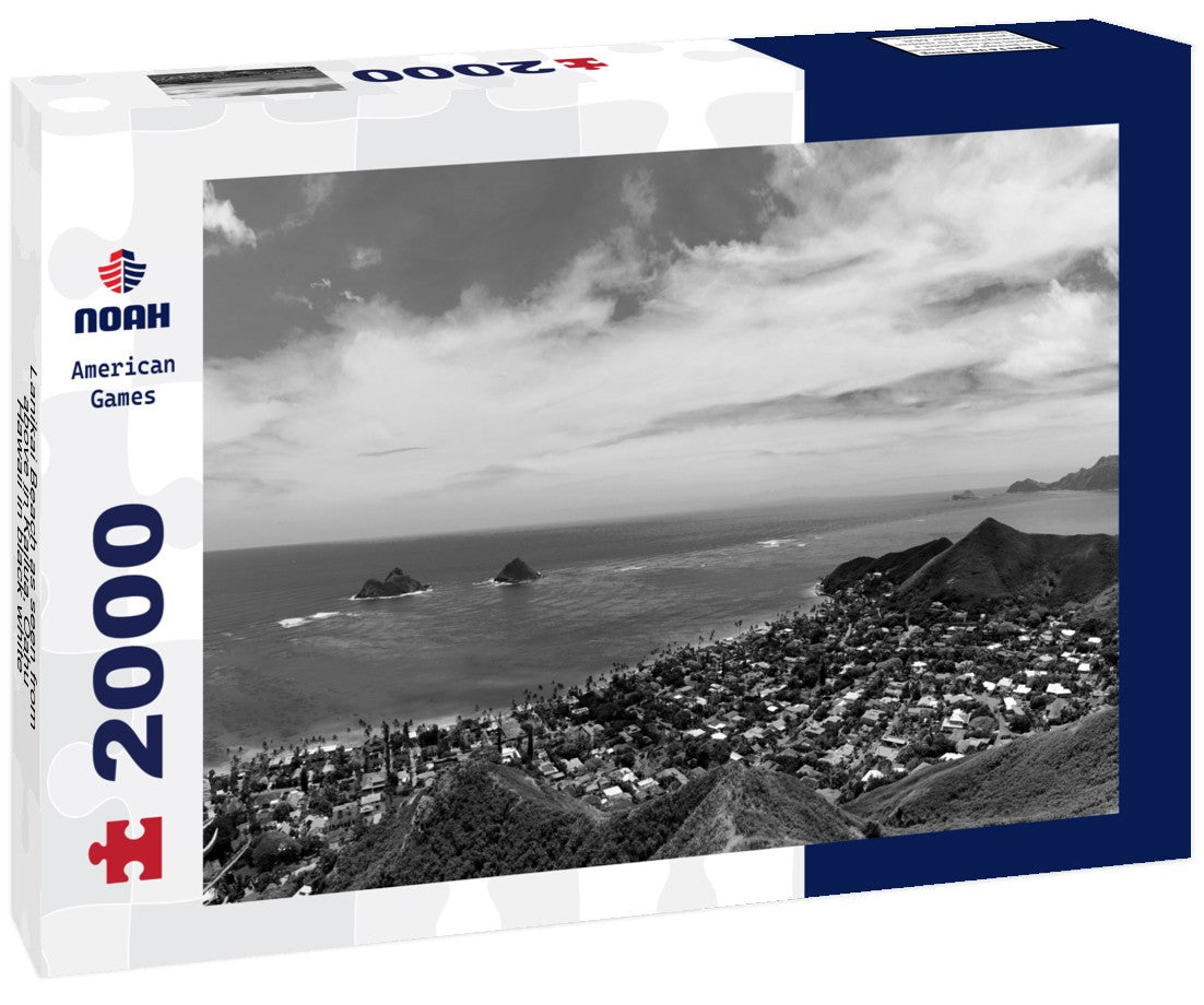 Lanikai Beach as seen from above in Kailua, Oahu, Hawaii 2000pc PuzzleBlack and White