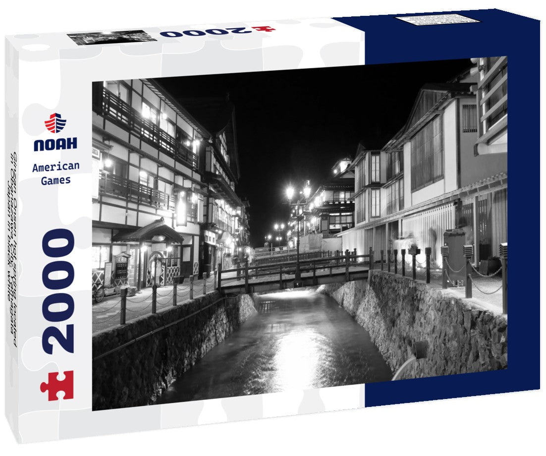 Ginzan Onsen hot spring located in Obanazawa City, Yamagata Japan 2000pc PuzzleBlack and White