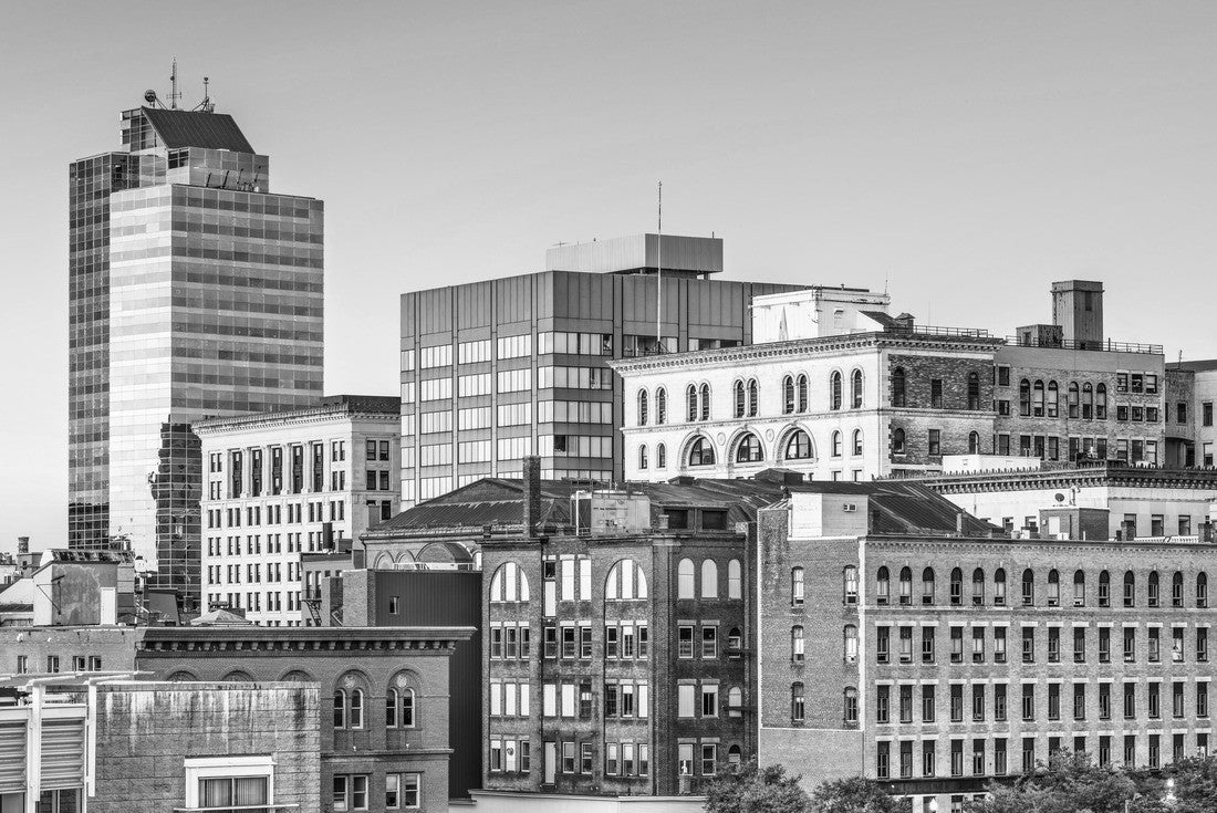 Noah Jigsaw Puzzle Worcester, Massachusetts, USA downtown city skyline in black white 2000 pieces