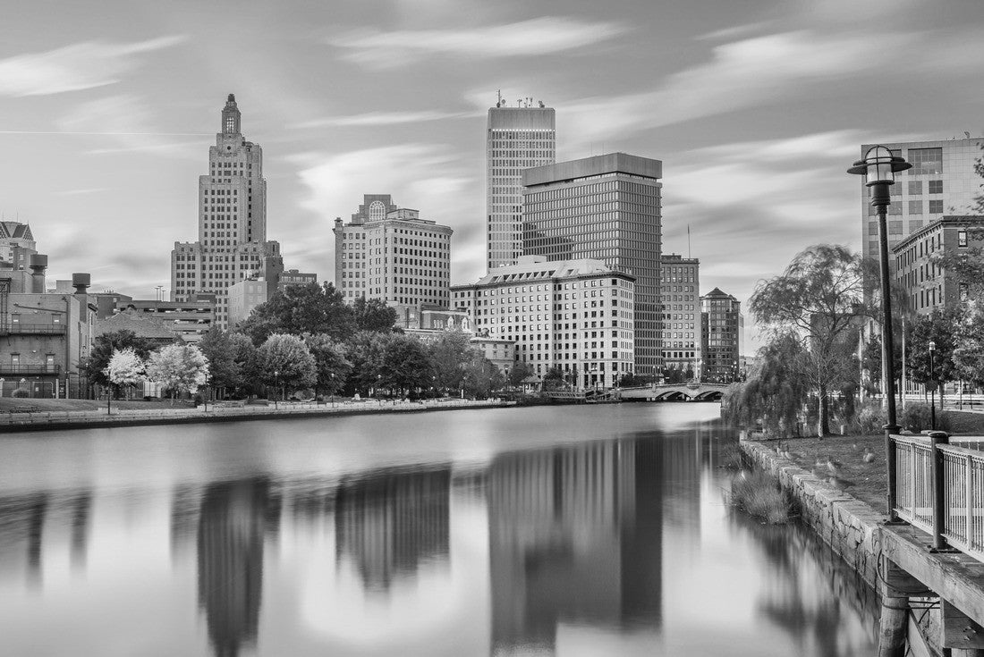 Providence, Rhode Island, USA downtown cityscape viewed from above the Providence River 2000pc PuzzleBlack and White
