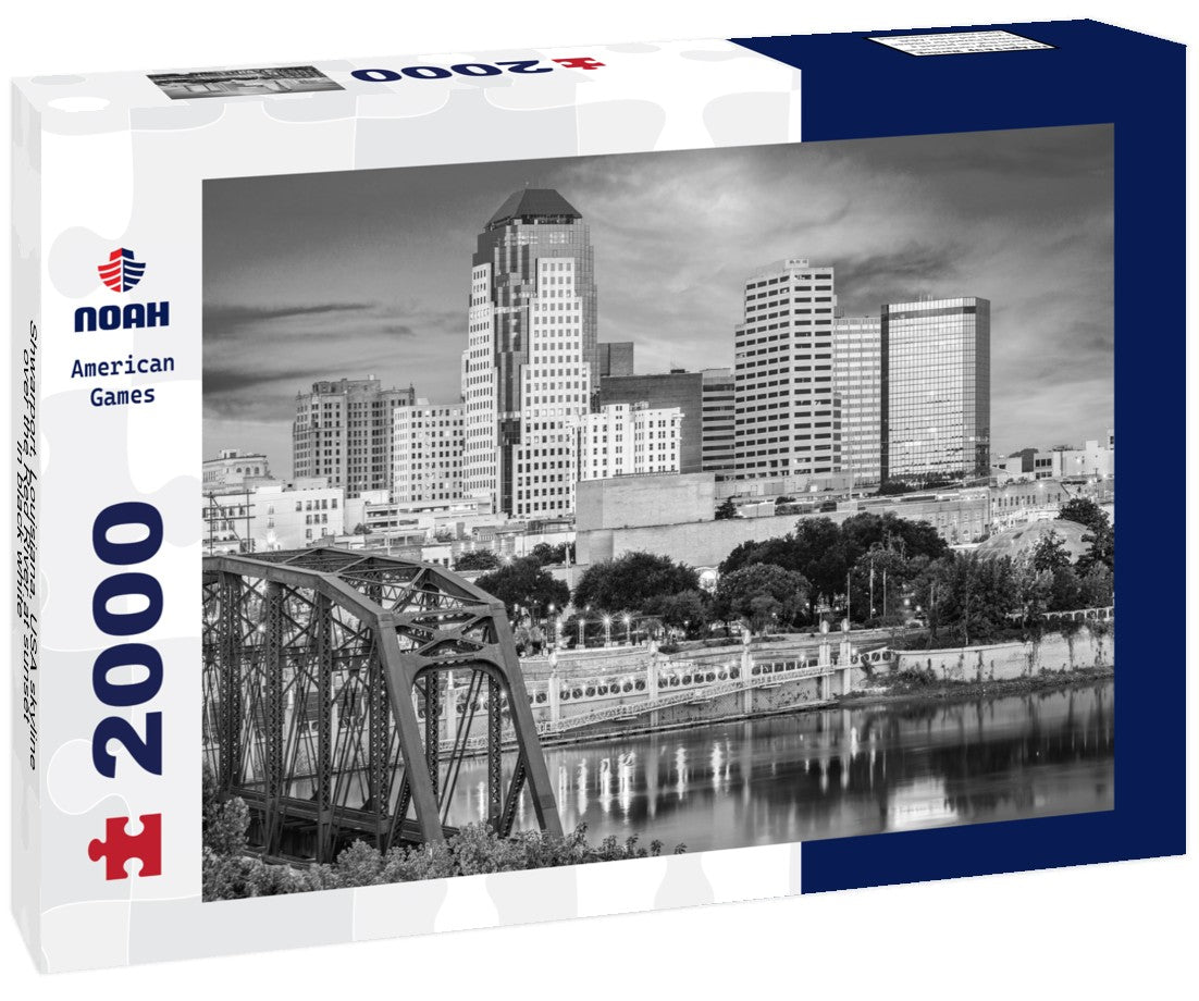 Shwarport, Louisiana, USA skyline over the Red River at sunset 2000pc PuzzleBlack and White