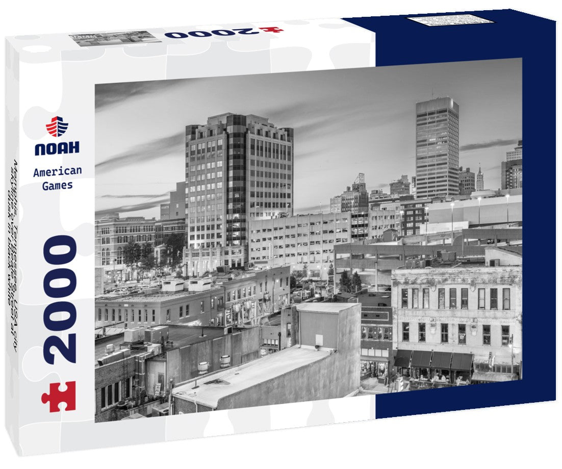 Memphis, Tennessee, USA city skyline over Beale Street at dusk 2000pc PuzzleBlack and White