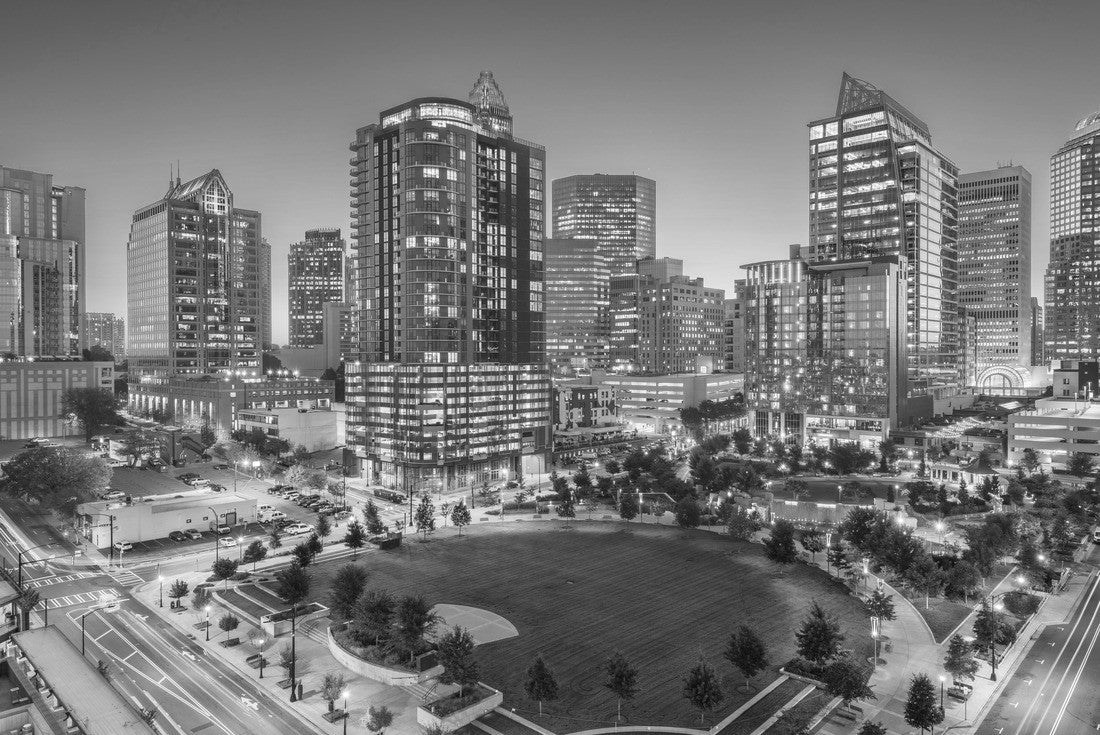 Charlotte, North Carolina, USA uptown skyline at twilight 2000pc PuzzleBlack and White