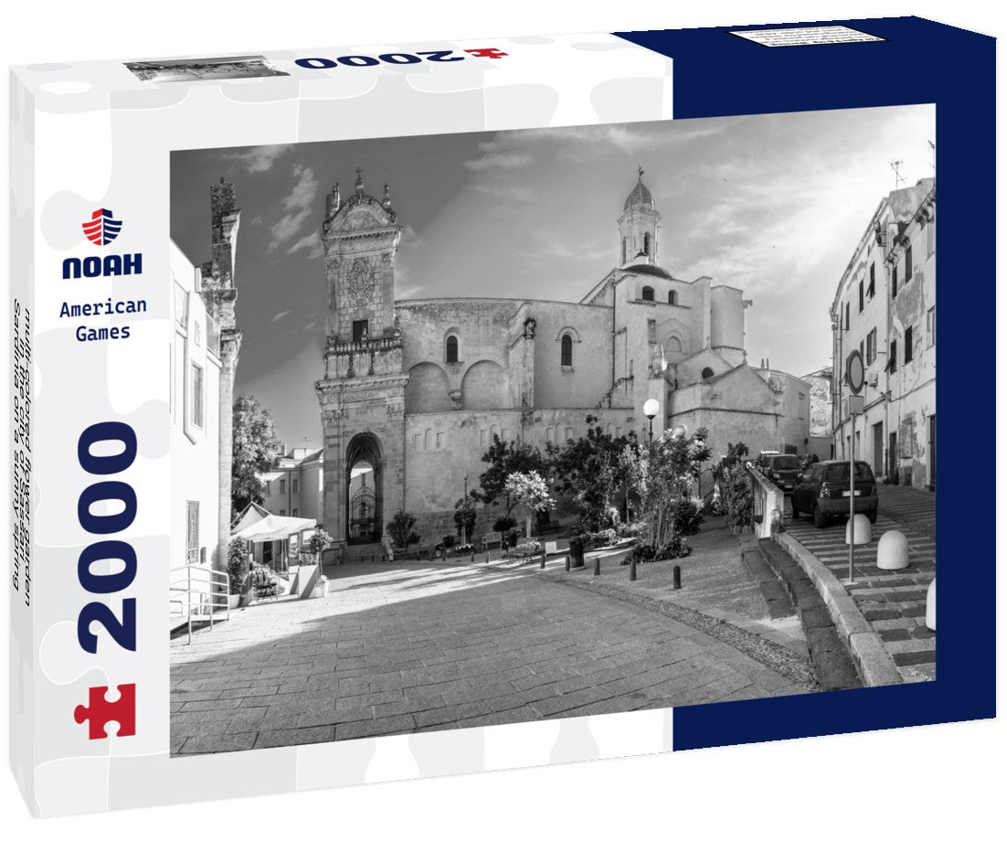 multi-colored flower garden in the city of Sassari - Sardinia on a sunny spring day 2000pc PuzzleBlack and White