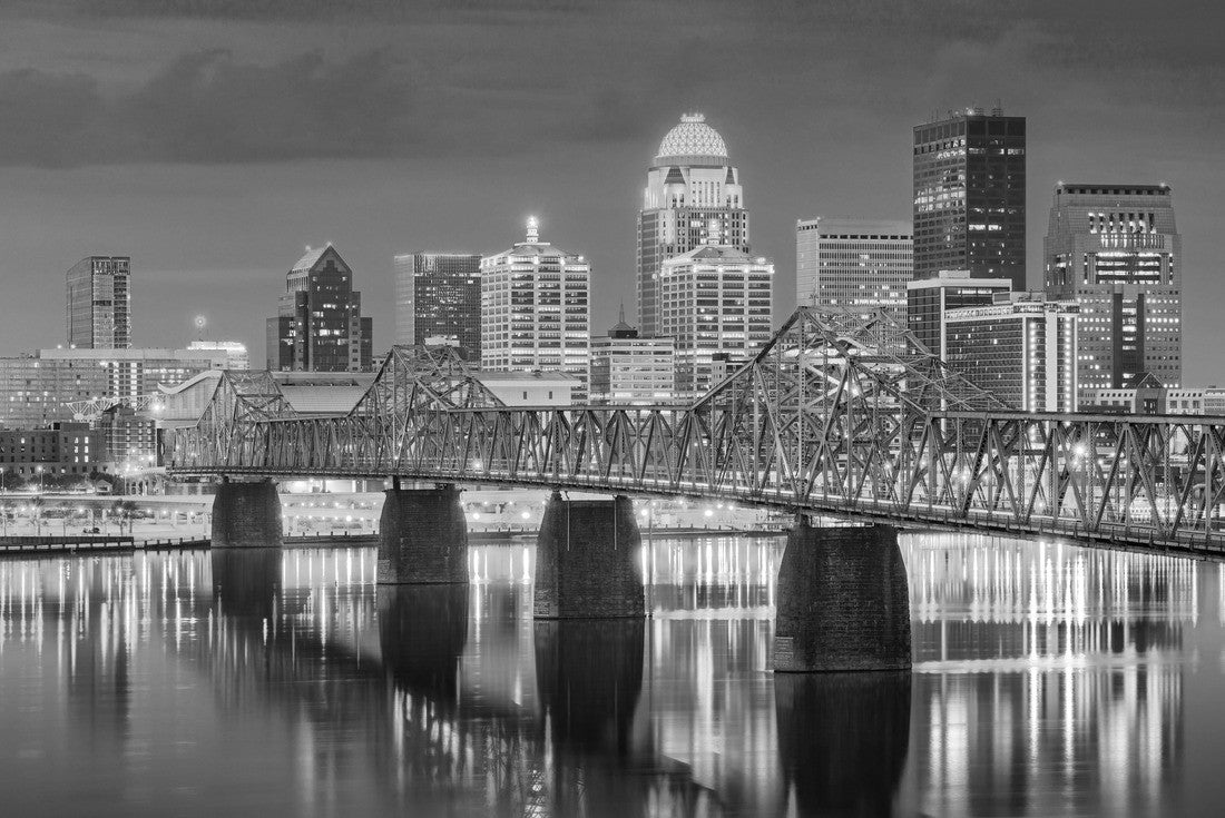 Louisville, Kentucky, USA downtown skyline in the downtown area on the Ohio River at dusk 2000pc PuzzleBlack and White