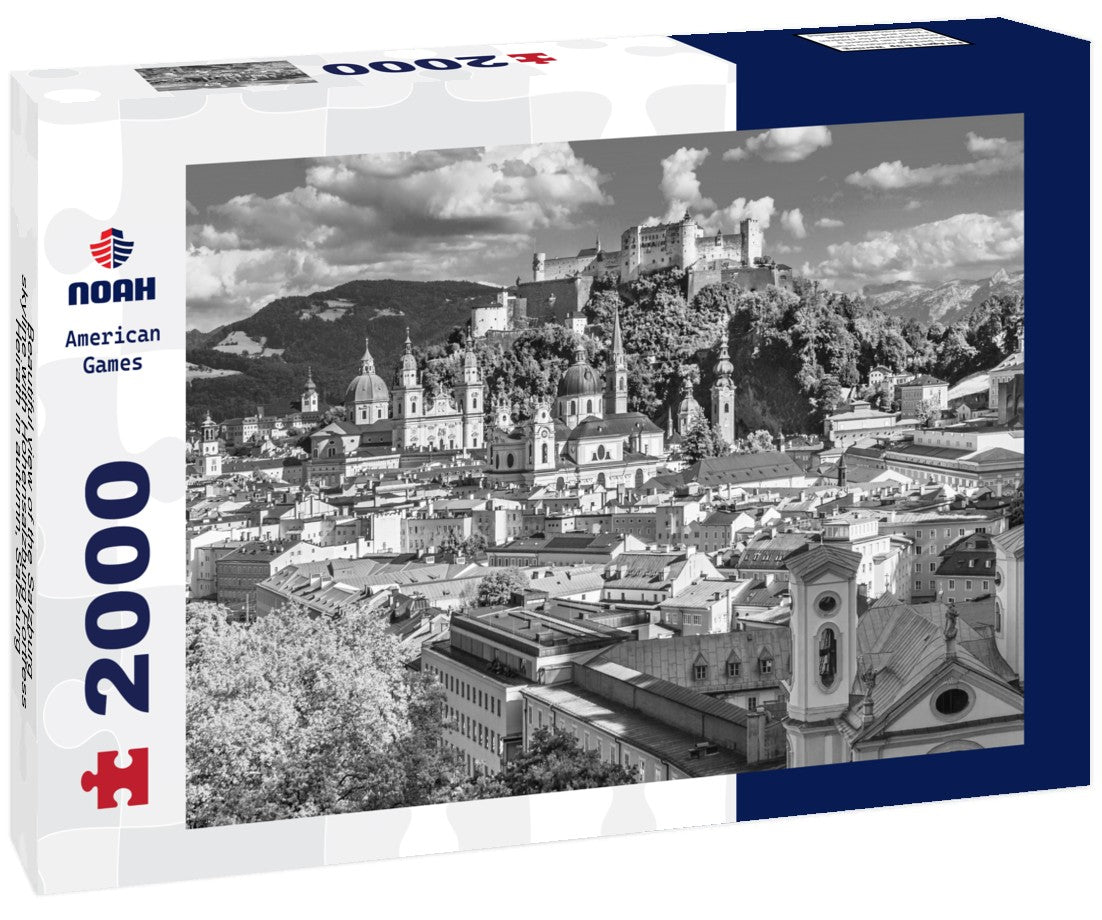Beautiful view of the Salzburg skyline with Hohensalzburg Fortress Heirath in autumn, Salzburg, Austria 2000pc PuzzleBlack and White