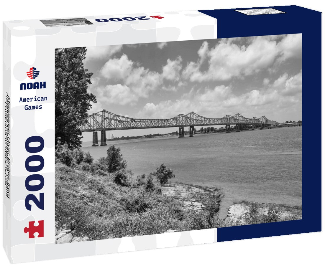 Mississippi River Bridge from Natchez Mississippi to Vidalia Louisiana 2000pc PuzzleBlack and White