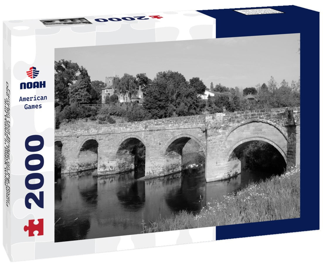 Farndon Holt Bridge on the River Dee at the border between England and Wales 2000pc PuzzleBlack and White