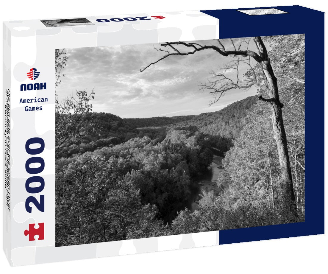 The sun sets over the Green River at Mammoth Cave National Park, Kentucky 2000pc PuzzleBlack and White