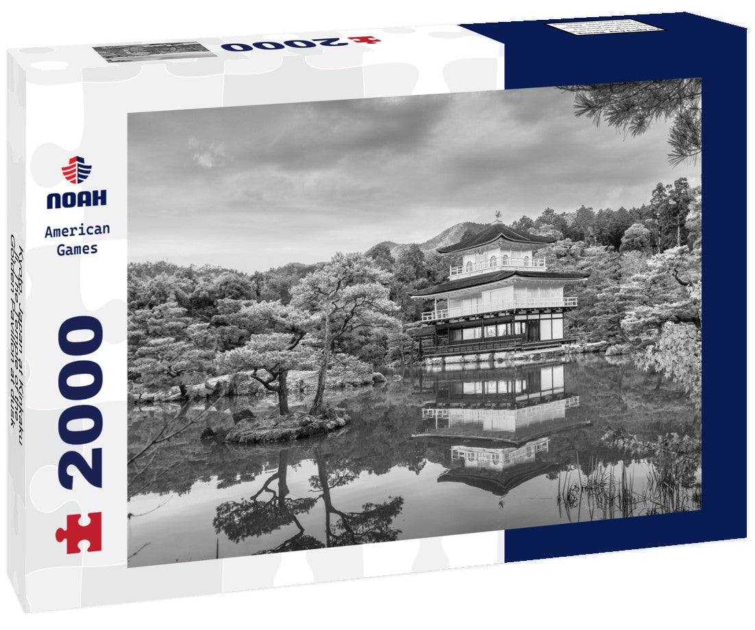 Kyoto, Japan at Kinkaku-ji, The Temple of the Golden Pavilion at dusk 2000pc PuzzleBlack and White