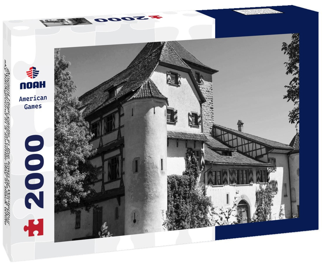 Ancient Hegi castle in the town of Winterthur, Switzerland. General view, outside on a blue sky background in a summer day 2000pc PuzzleBlack and White