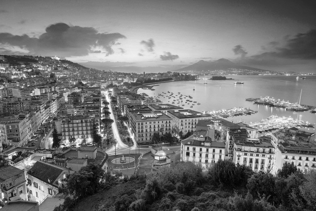 Naples, Italy. Aerial view of Naples, Campania, Italy at sunrise 2000pc PuzzleBlack and White