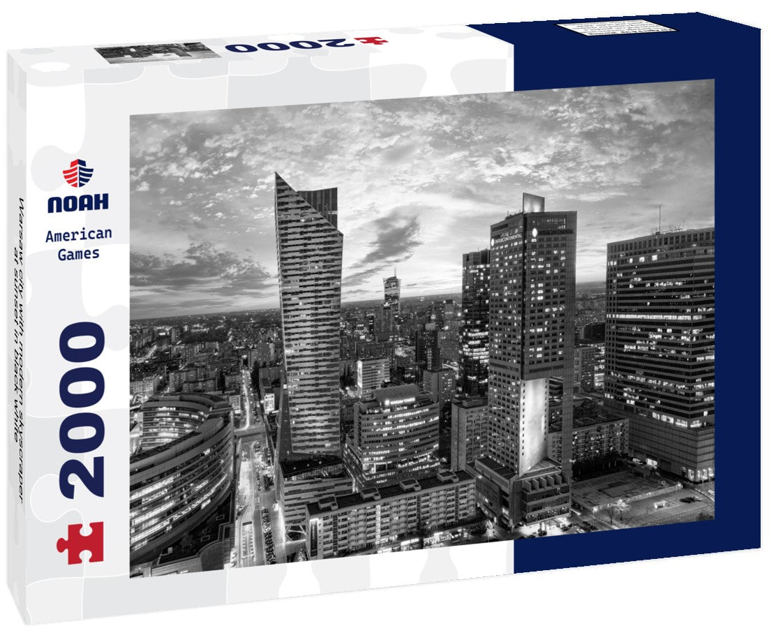 Warsaw city with modern skyscraper at sunset 2000pc PuzzleBlack and White