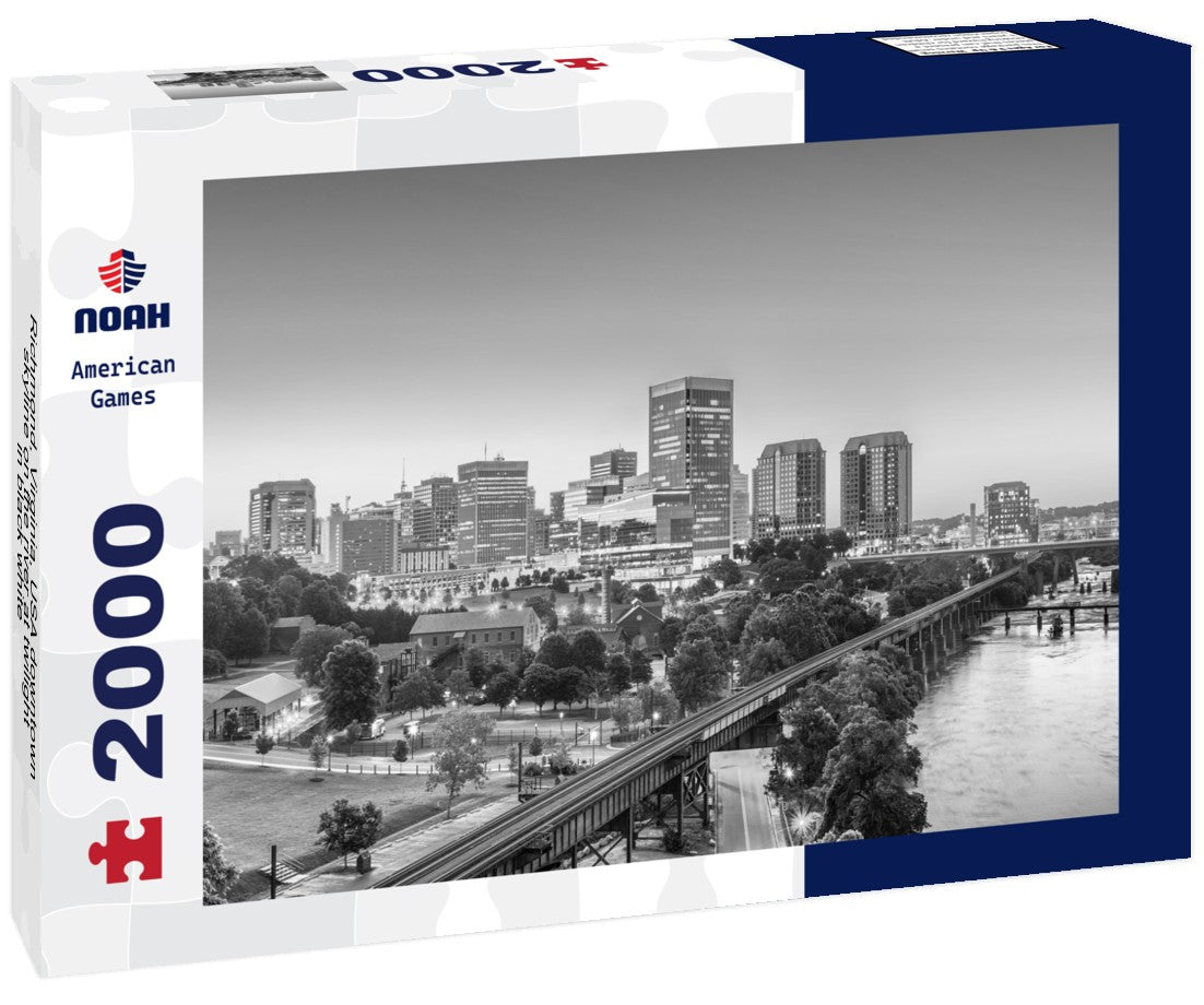 Richmond, Virginia, USA downtown skyline on the river at twilight 2000pc PuzzleBlack and White