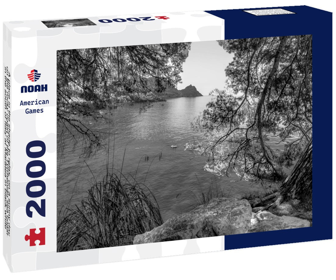 A place in the shade to relax, on a sunny day, on the rocky coast of the Tyrrhenian sea coast in the south of Italy at Maratea 2000pc PuzzleBlack and White