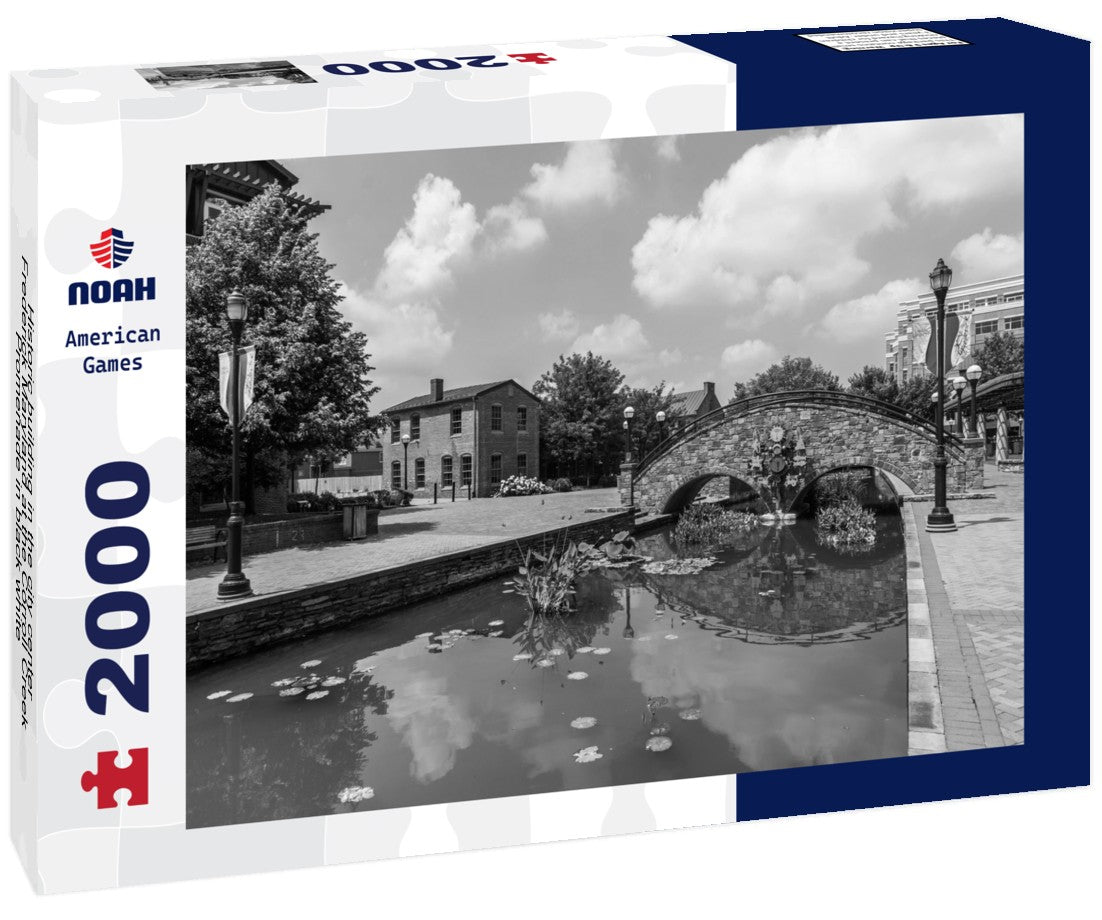 Historic building in the city center Frederick Maryland at the Corroll Creek Promenade 2000pc PuzzleBlack and White