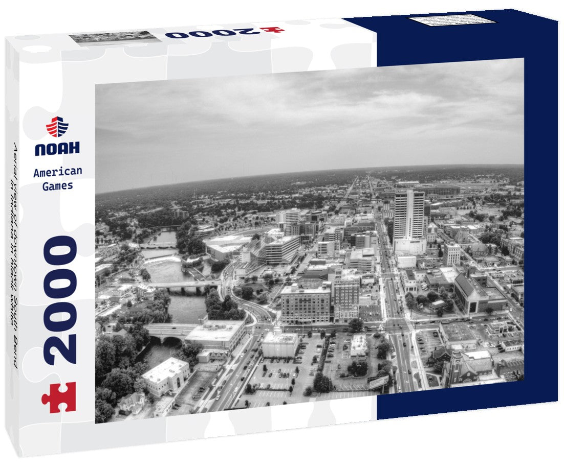Aerial view of downtown South Bend in Indiana 2000pc PuzzleBlack and White