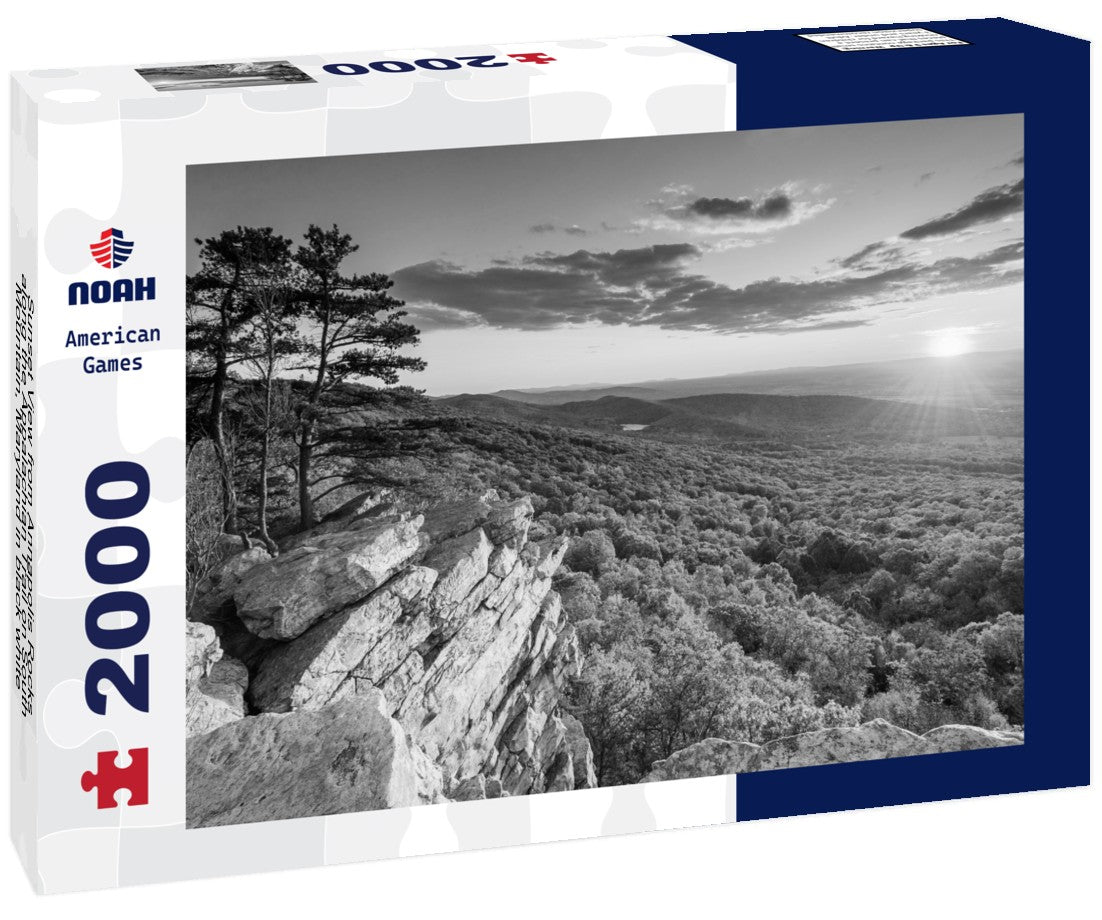 Sunset View from Annapolis Rocks, along the Appalachian Trail on South Mountain, Maryland 2000pc PuzzleBlack and White