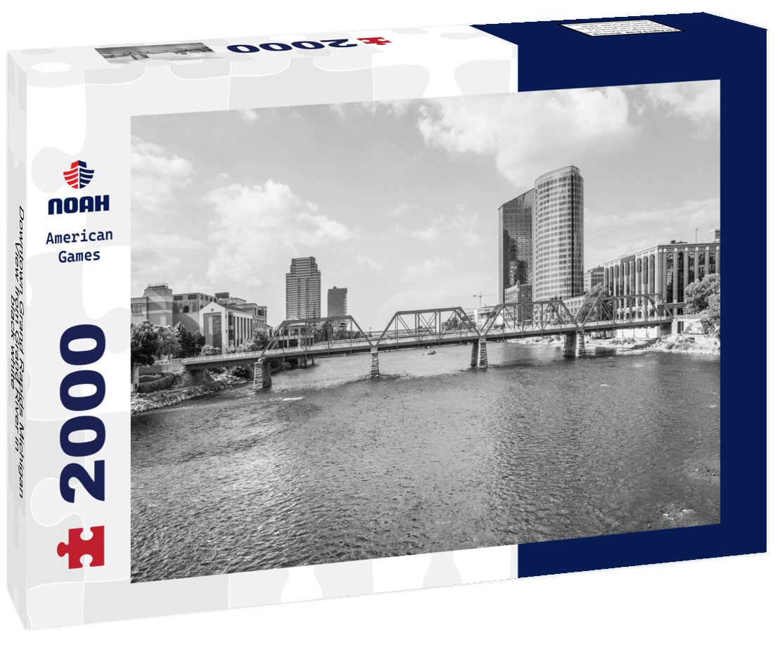 Downtown Grand Rapids Michigan View from Grand River 2000pc PuzzleBlack and White