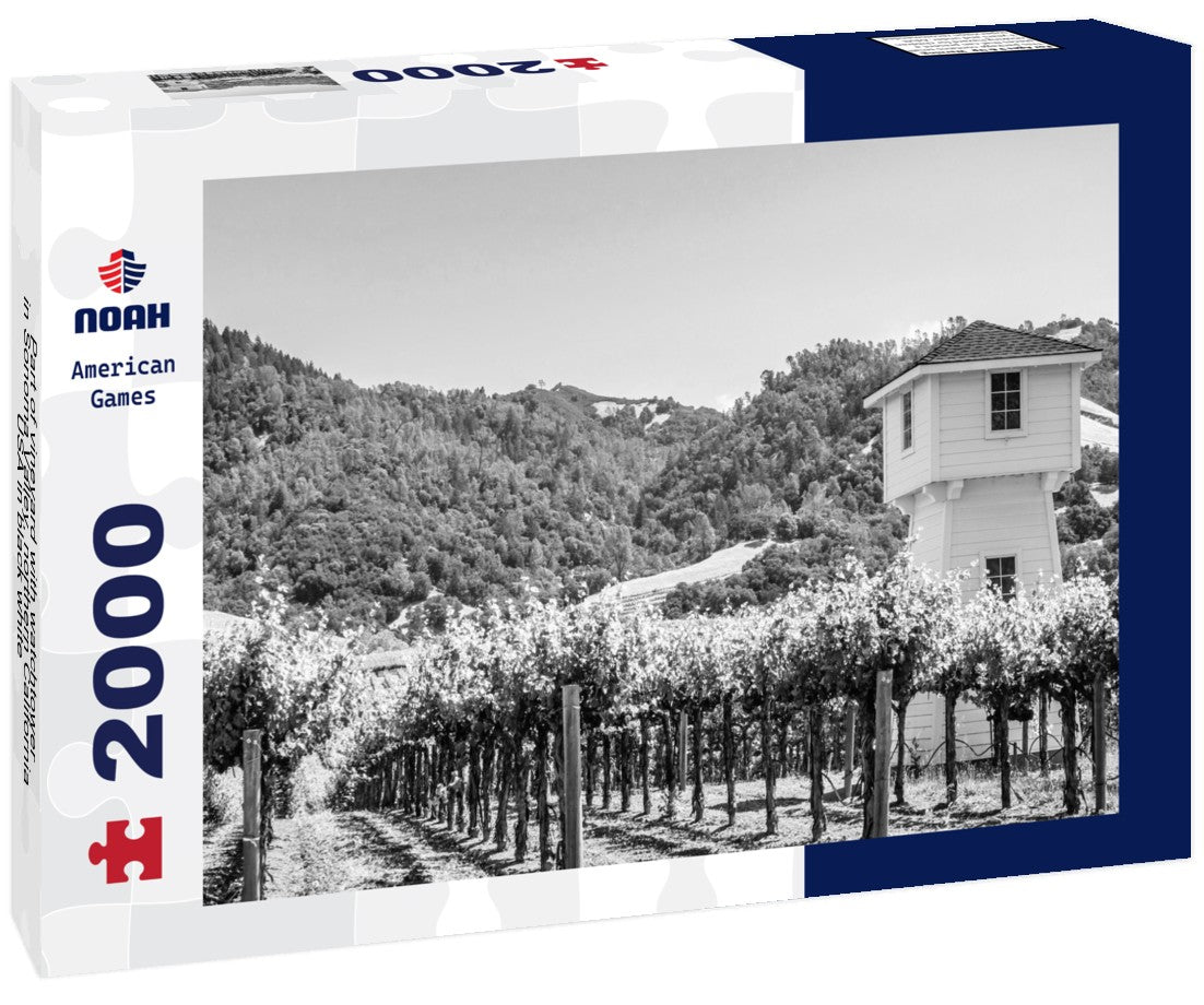 Part of vineyard with watchtower in Sonoma Valley, northern California, USA 2000pc PuzzleBlack and White