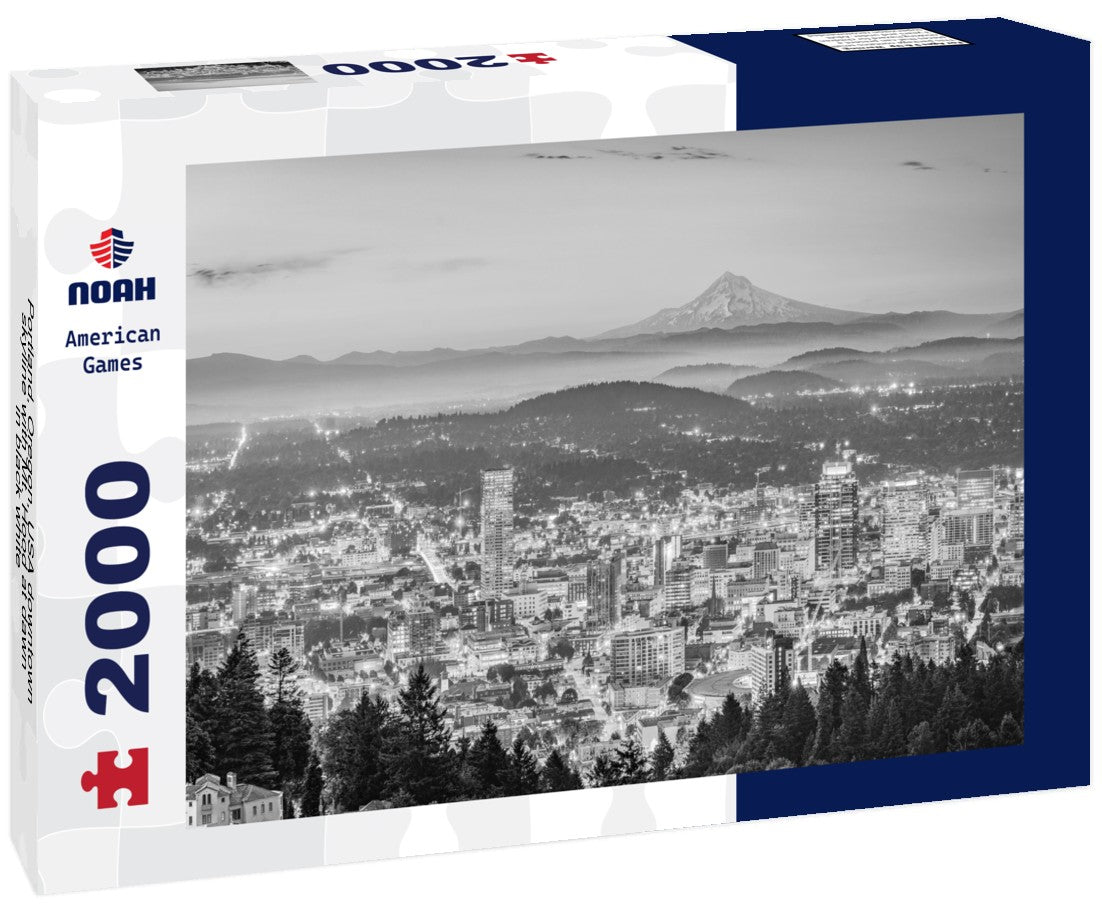 Portland, Oregon, USA downtown skyline with Mt. Hood at dawn 2000pc PuzzleBlack and White