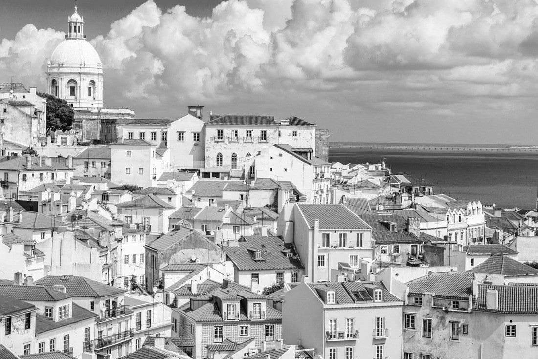 Noah Jigsaw Puzzle Lisbon, Portugal city skyline over the Alfama district in black white 2000 pieces