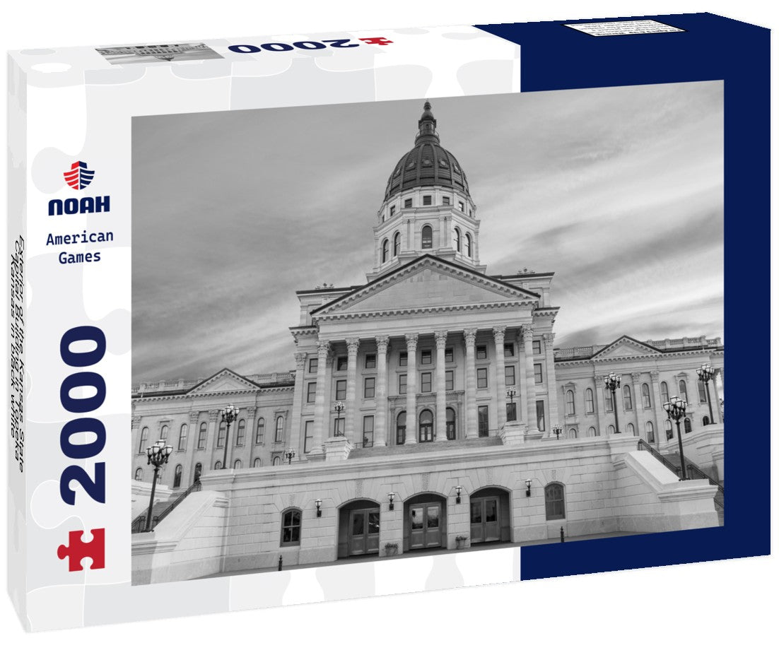 Exterior of the Kansas State Capital Building in Topeka, Kansas 2000pc PuzzleBlack and White