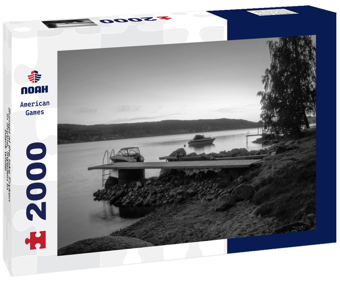 Sunset at the lake Fryken in Sunne, Sweden 2000pc PuzzleBlack and White