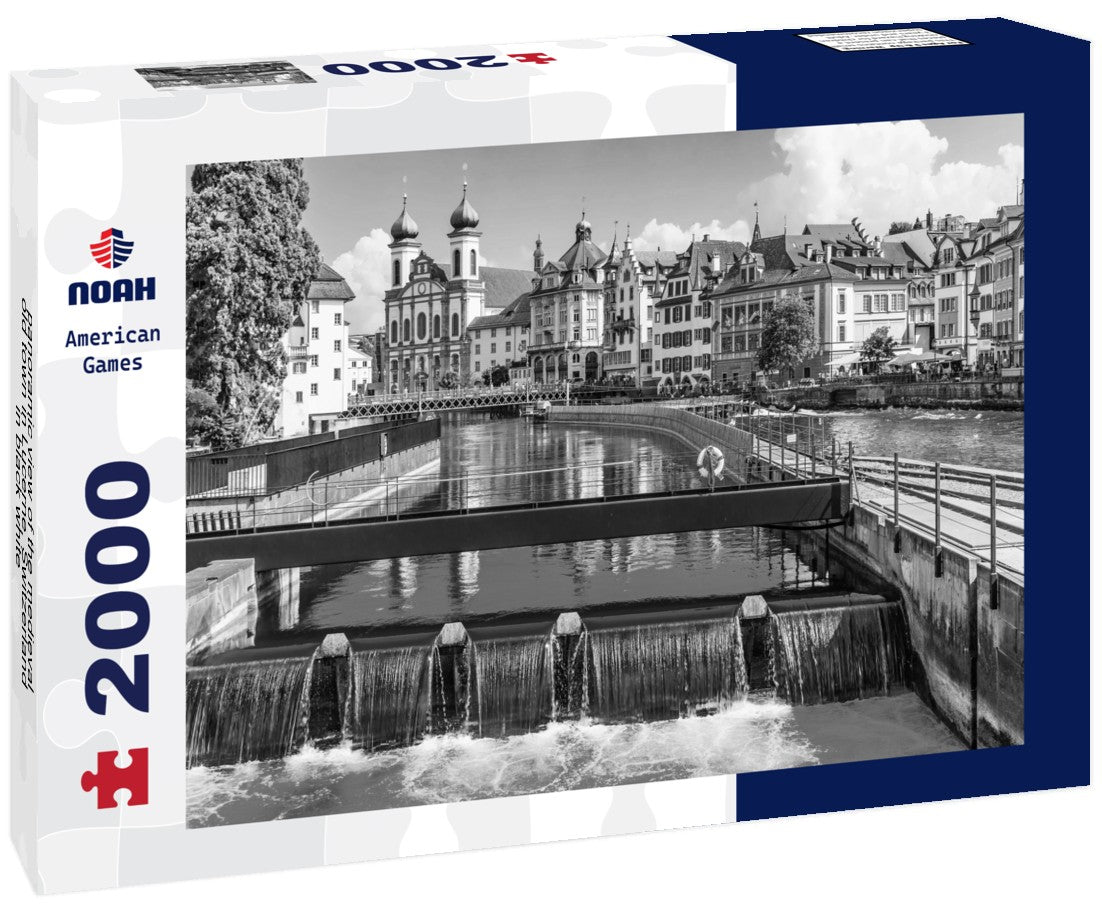 the medieval old town in Lucerne, Switzerland 2000pc PuzzleBlack and White