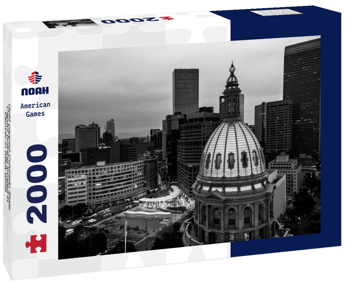 Gold capped Colorado State Capitol building located in Denver 2000pc PuzzleBlack and White
