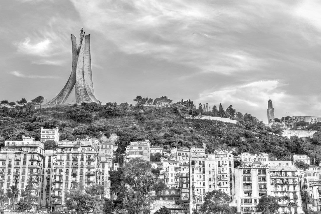 Noah Jigsaw Puzzle Martyrs Memorial for Heroes killed during the Algerian war of independence. Algiers, North Africa in black white 2000 pieces