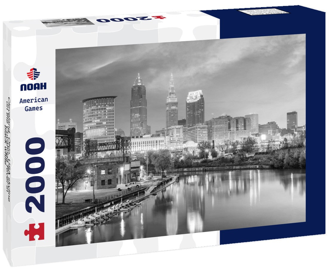 Cleveland, Ohio, USA skyline on the Cuyahoga River 2000pc PuzzleBlack and White