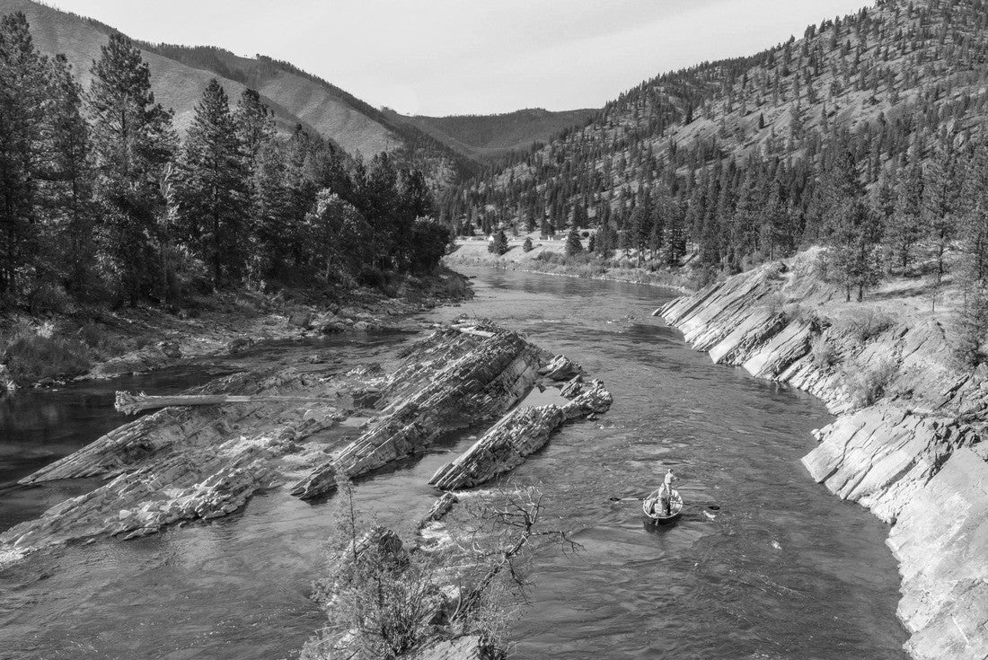 Noah Jigsaw Puzzle Best Fly fishing experience down the Montana in Alberton river gorge in black white 2000 pieces