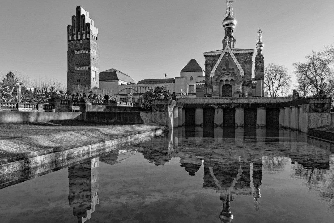 Beautiful reflection at the Mathildenhohe, Darmstadt, Hesse, Germany 2000pc PuzzleBlack and White