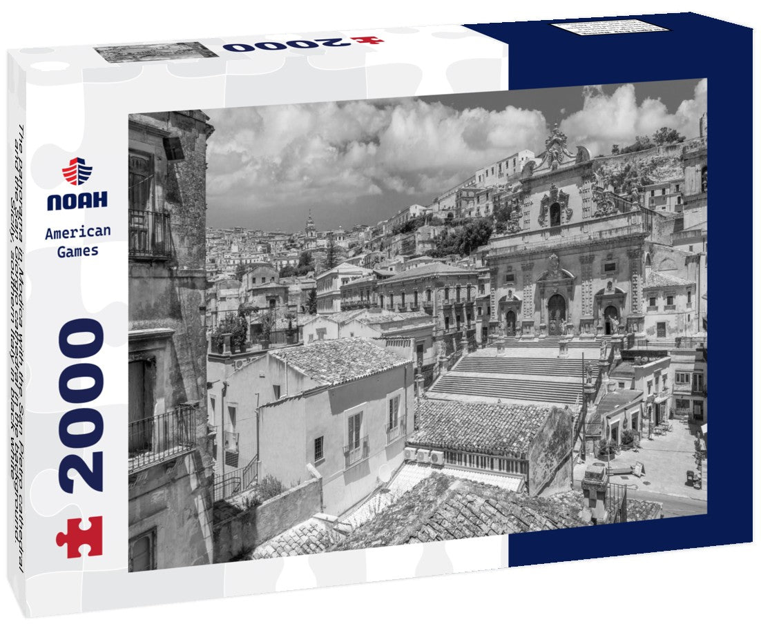 Modica with the San Pietro cathedral and the San Giorgio cathedral in the background. Sicily, southern Italy 2000pc PuzzleBlack and White