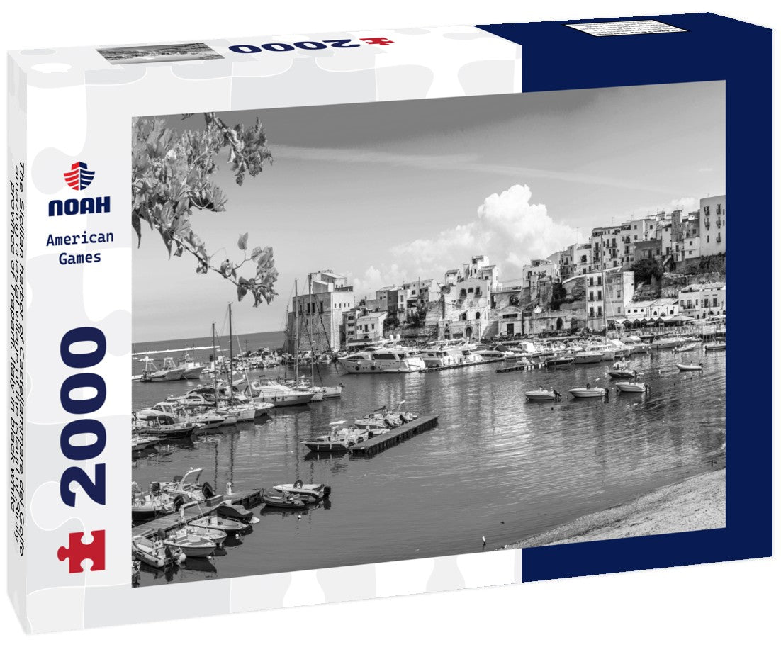 The Sicilian harbor of Castellammare del Golfo, amazing coastal village of the island of Sicily, province of Trapani, Italy 2000pc PuzzleBlack and White